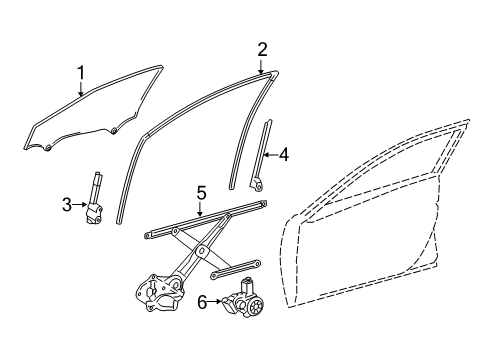 2014 Lexus ES300h Front Door Run, Front Door Glass Diagram for 68151-33111