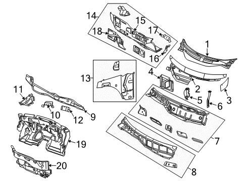 2008 Chrysler Pacifica Cowl Panel-Dash Diagram for 5054375AC