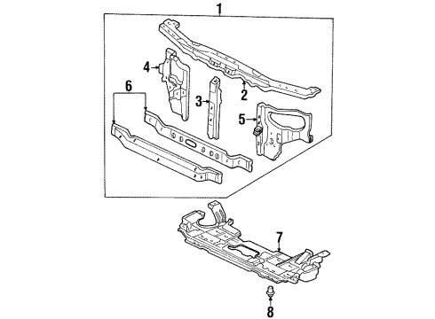 1997 Acura TL Radiator Support Stay Set, Bulkhead Center Diagram for 04604-SZ5-A01ZZ
