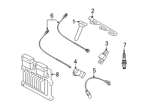 2006 Kia Optima Ignition System Cable Set-Spark Plug Diagram for 27501-38B00