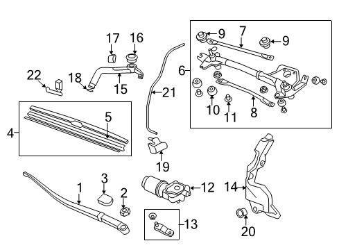 2009 Acura RDX Wiper & Washer Components Cover, Arm Diagram for 76602-STK-A01