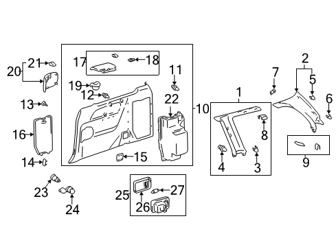 2001 Toyota Sienna Interior Trim - Uniside RETAINER, Door Trim Diagram for 67771-12050