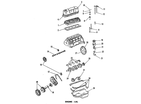 1992 GMC Sonoma Engine Parts, Mounts, Cylinder Head & Valves, Camshaft & Timing, Oil Cooler, Oil Pan, Oil Pump, Balance Shafts, Crankshaft & Bearings, Pistons, Rings & Bearings Ring Unit-Piston (Std) Diagram for 10037199