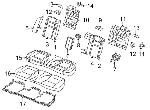 2012 Chrysler 300 Rear Seat Components Seat Cushion Rear Foam Diagram for 68104602AA