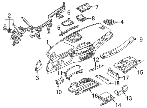 2020 BMW 740i xDrive Instrument Panel Components Cover Tunnel Driver'S Side Diagram for 51459363687