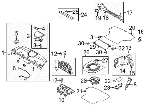 2006 Kia Amanti Interior Trim - Rear Body Nut-Spring Diagram for 1335505026