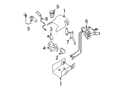 2005 GMC Canyon Shroud, Switches & Levers Switch Asm, Turn Signal & Headlamp Dimmer Switch & Windshield Wiper & Windshield Washer (W/ Lever) Diagram for 15135025