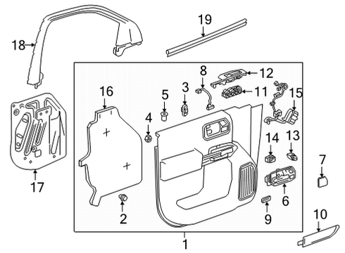 2022 GMC Sierra 3500 HD Interior Trim - Front Door Lock Switch Diagram for 84515234