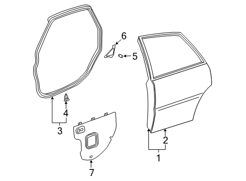 2001 Toyota Avalon Rear Door Door Shell Diagram for 67003-AC021