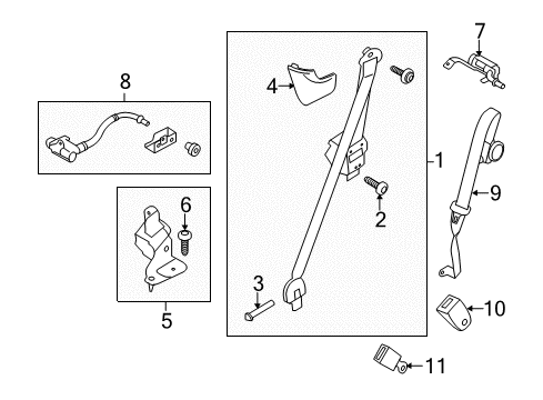 2017 Lincoln MKT Seat Belt Seat Belt Assembly Diagram for DE9Z-74611B68-BE