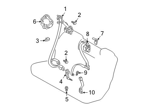 Diagram for 2006 Lexus RX330 Seat Belt 