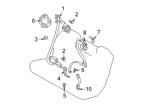 2006 Lexus RX330 Seat Belt Belt Assy, Rear NO.1 Seat, Outer RH Diagram for 73360-0E010-A0