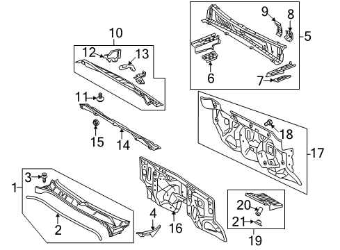 2009 Toyota Tundra Cab Cowl Cowl Top Panel Bracket Diagram for 55753-0C010