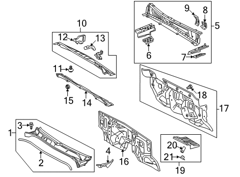 2009 Toyota Tundra Cab Cowl Dash Panel Diagram for 55101-0C061