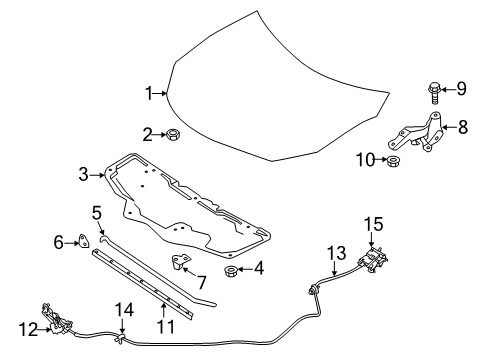 2015 Nissan Sentra Hood & Components Cable Assembly-Hood Lock Control Diagram for 65621-3RA0A