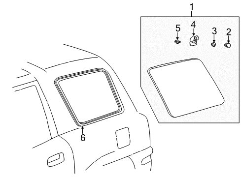 1999 Toyota RAV4 Quarter Panel - Glass & Hardware Glass Assembly Diagram for 62710-42030-B1