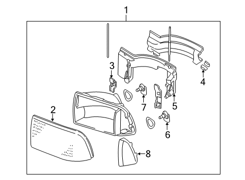 1996 Oldsmobile Bravada Headlamps Headlamp Assembly-(W/ Front Side Marker Lamp) Diagram for 16525160