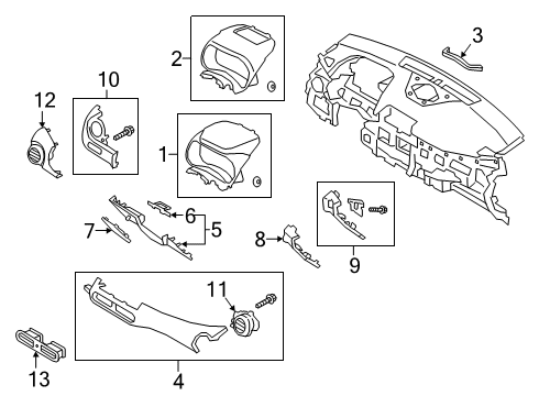 2021 Hyundai Kona Cluster & Switches, Instrument Panel Duct Assembly-Center Air Ventilator Diagram for 97410-J9100-PGB