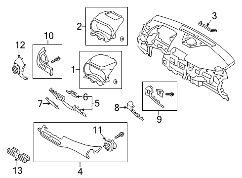 2020 Hyundai Kona Electric Cluster & Switches, Instrument Panel Panel Assembly-Lower Crash Pad, LH Diagram for 84750-J9100-TRY