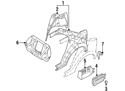 1996 Nissan Altima Inner Structure - Quarter Panel Wheel House-Rear, Inner R Diagram for 76750-1E330