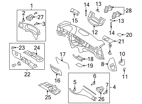 2009 Hyundai Genesis Cluster & Switches, Instrument Panel Pad-Antinoise Diagram for 84744-3M600