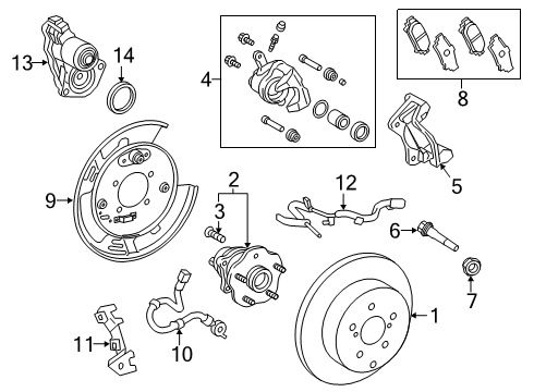 2018 Lexus RX450hL Rear Brakes Rear Disc Brake Pad Kit Diagram for 04466-48160