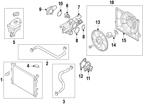2014 Hyundai Tucson Cooling System, Radiator, Water Pump, Cooling Fan Blower Assembly Diagram for 253802S550
