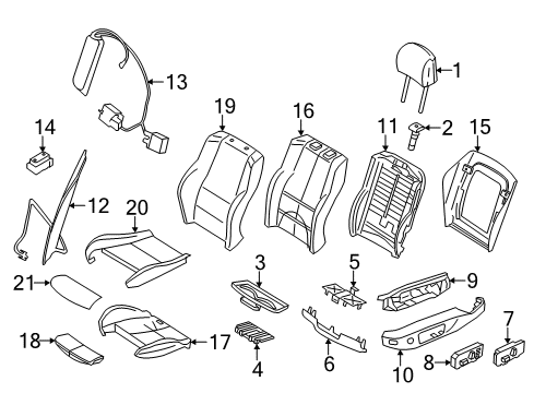 2013 BMW X3 Front Seat Components Heater Element, Thigh Support, Sport Diagram for 64117240114