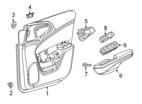 2016 Chrysler 200 Interior Trim - Front Door Front Door Trim Armrest Diagram for 1YZ131L2AD