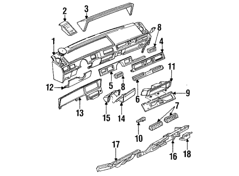 1984 Oldsmobile Cutlass Ciera Instrument Panel Glove Box Door Striker Diagram for 22518466