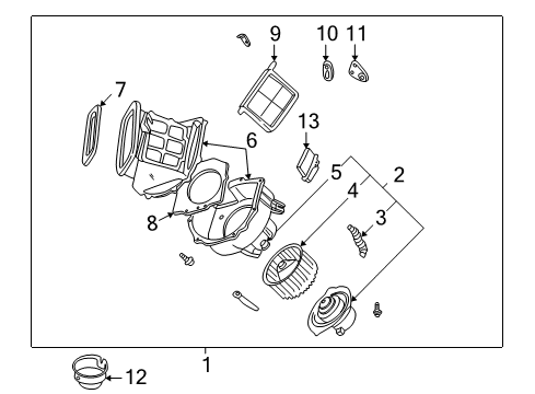 1998 Nissan Frontier Blower Motor & Fan Blower Assy-Front Diagram for 27200-3S500