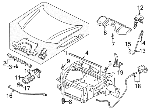 2005 Pontiac Montana Hood & Components Latch Asm-Hood Primary & Secondary Diagram for 15183477