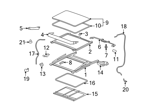 2009 Saturn Aura Sunroof Glass Weatherstrip Diagram for 15893292