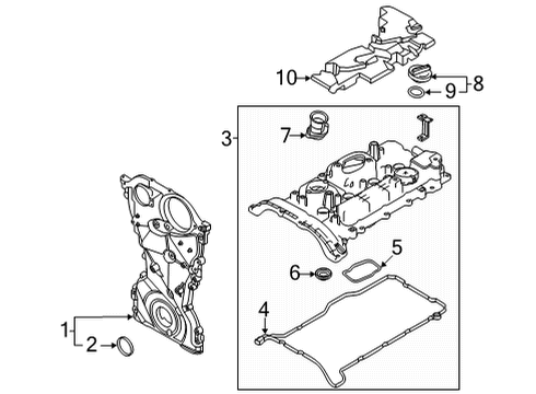 2022 Genesis GV70 Valve & Timing Covers Adapter Assembly-Oil FIL Diagram for 224302T000