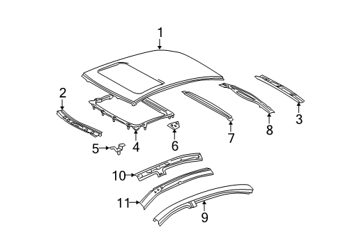 2006 Lexus GS300 Roof & Components Support, Roof Panel Diagram for 63118-30121