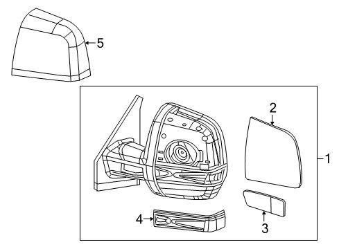 2021 Ram ProMaster City Outside Mirrors Mirror Replacement Glass Diagram for 68280570AA