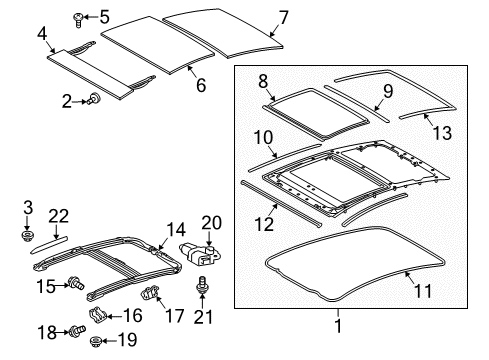 2014 Toyota Prius Sunroof Molding Panel Diagram for 63217-47010