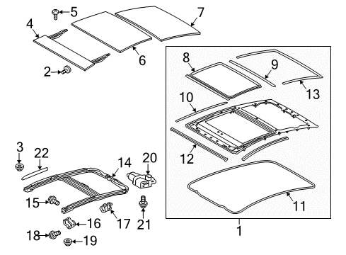 2014 Toyota Prius Sunroof Rear Bracket Bolt Diagram for 90119-06917