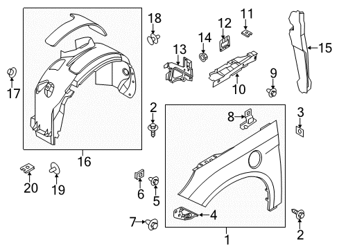 2013 Ford Focus Fender & Components Rear Insulator Diagram for BM5Z-16071-B