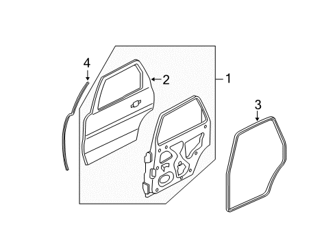 2008 Mercury Mariner Rear Door Front Weatherstrip Diagram for 8L8Z-7825354-C