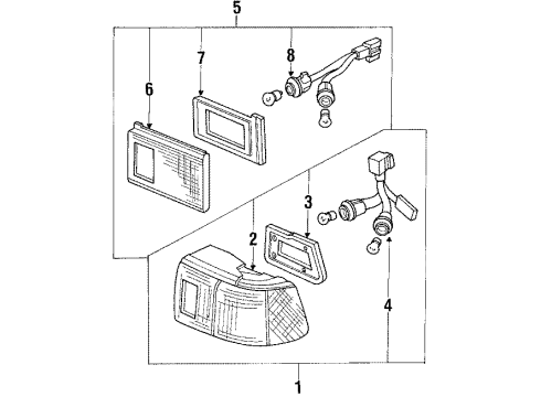 1988 Honda Civic Tail Lamps Light Assy., R. Back Stop Diagram for 34150-SH5-A03