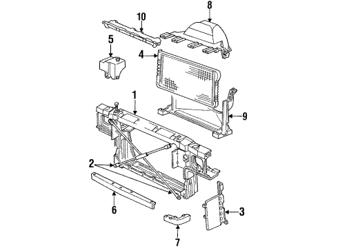 1994 Buick Roadmaster Radiator & Components, Cooling Fan Shroud Asm-Radiator Fan Upper Diagram for 10281083