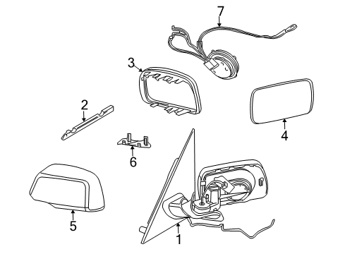 2008 BMW X3 Mirrors Heated Outside Mirror, Right Diagram for 51163448166