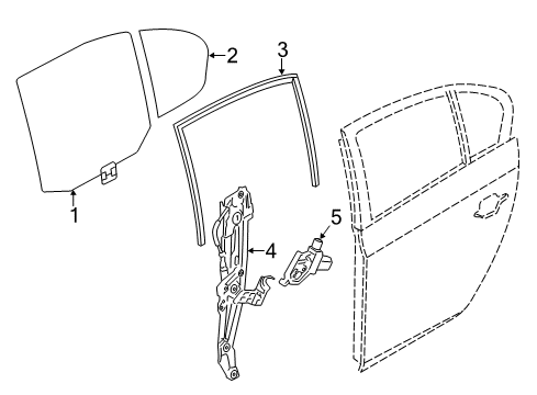 2015 BMW 528i xDrive Rear Door Window Guide, Left Rear Door Diagram for 51357182297