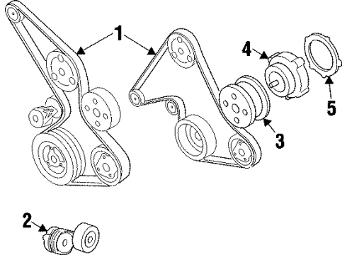 1993 Chevrolet Beretta Belts & Pulleys Belt, Water Pump & Generator & P/S Pump Diagram for 10224381