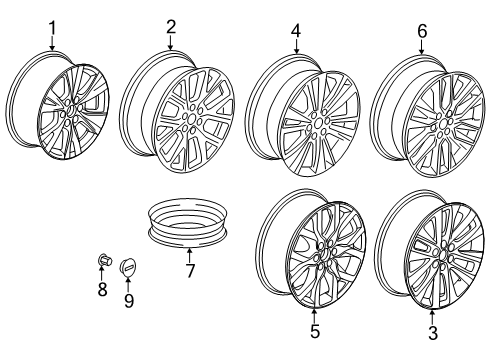 2022 Cadillac XT6 Wheels Wheel Nut Diagram for 9599488