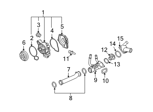 2008 Chevrolet HHR Cooling System, Radiator, Water Pump, Cooling Fan Water Pump Assembly Plug Diagram for 11588547