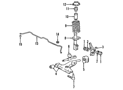 1994 Hyundai Scoupe Front Suspension Components, Lower Control Arm, Stabilizer Bar Spring-Front Diagram for 54630-23120