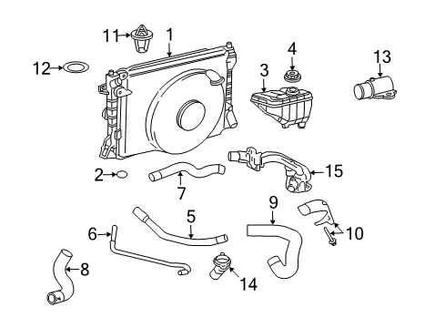 2006 Ford Mustang Radiator & Components Thermostat Housing Diagram for 4R3Z-8592-AA