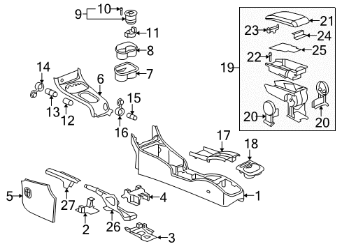 2009 Pontiac G5 Console Front Cup Holder Diagram for 15213003